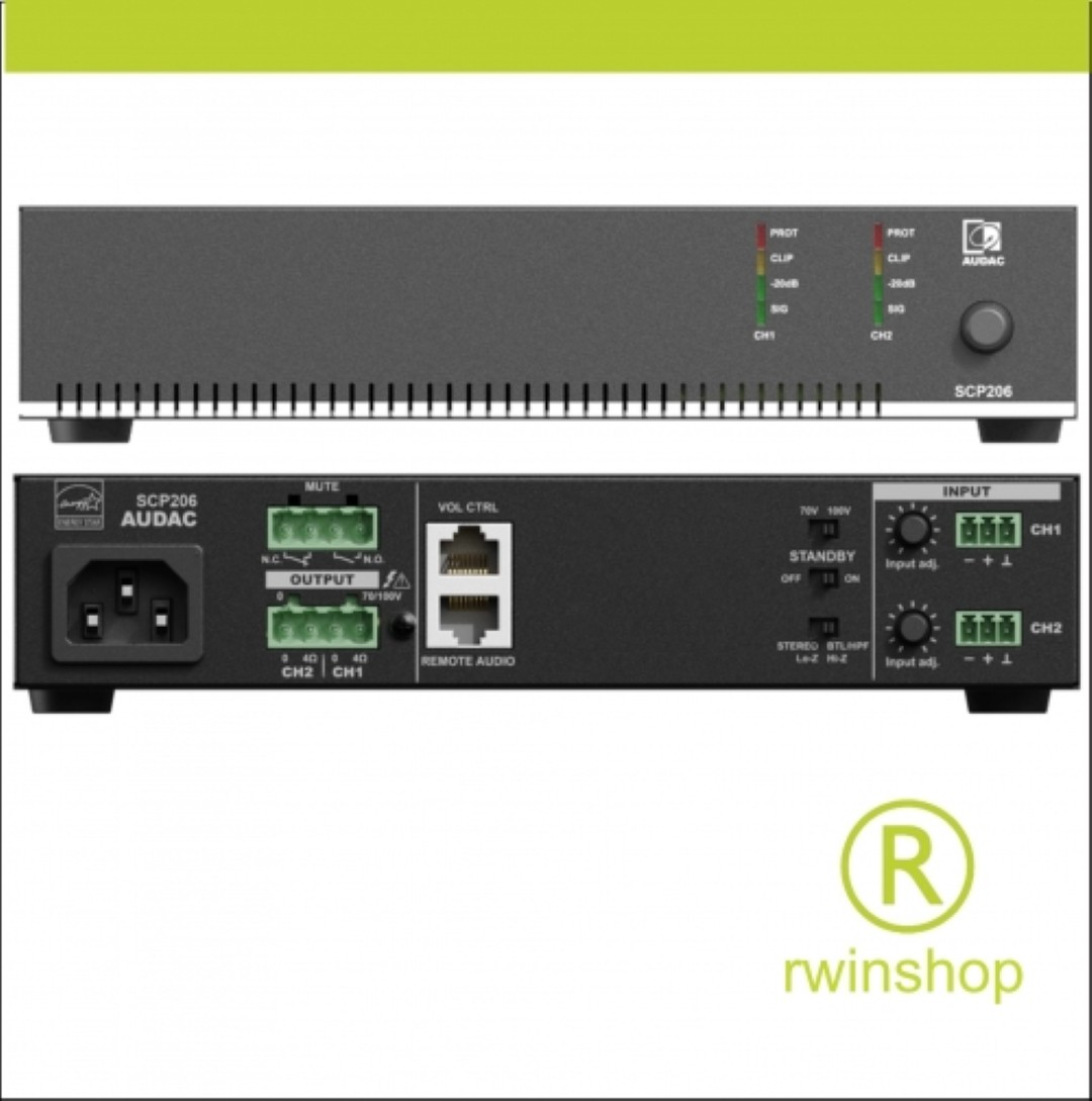 Eindversterker 8ohm-2x30watt 4ohm-2x60watt 100volt-120 watt half19inch SCP206