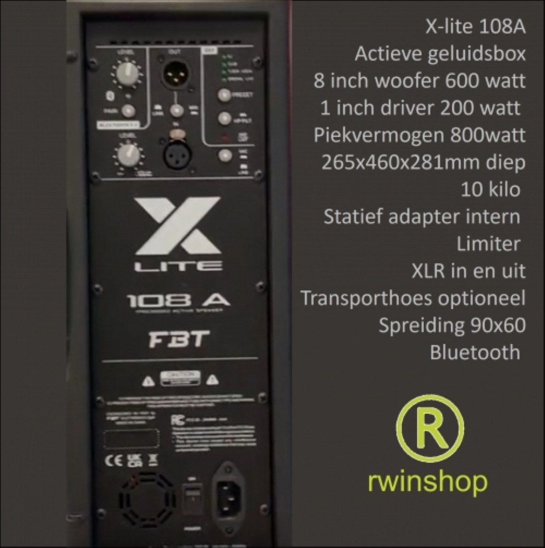 X-lite108A actieve top 2weg 8inch woofer 800watt piek Bluetooth PVC behuizing