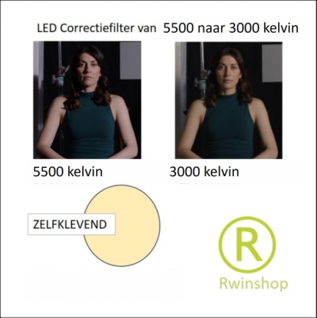 Led correctiefilter 5cm doorsnede 5500 naar 3000 kelvin zelfklevend