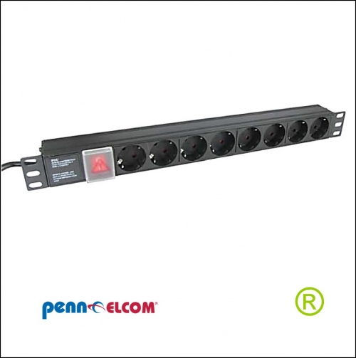 19inch contactdoos 8 delig aan-uit schakelaar RG-6516