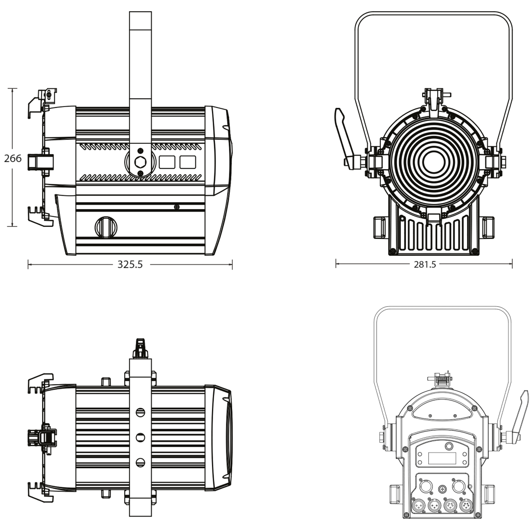 Performer 1000 LED MKII Compacte 90 W Warm Witte theater LED Fresnel - 3100 K