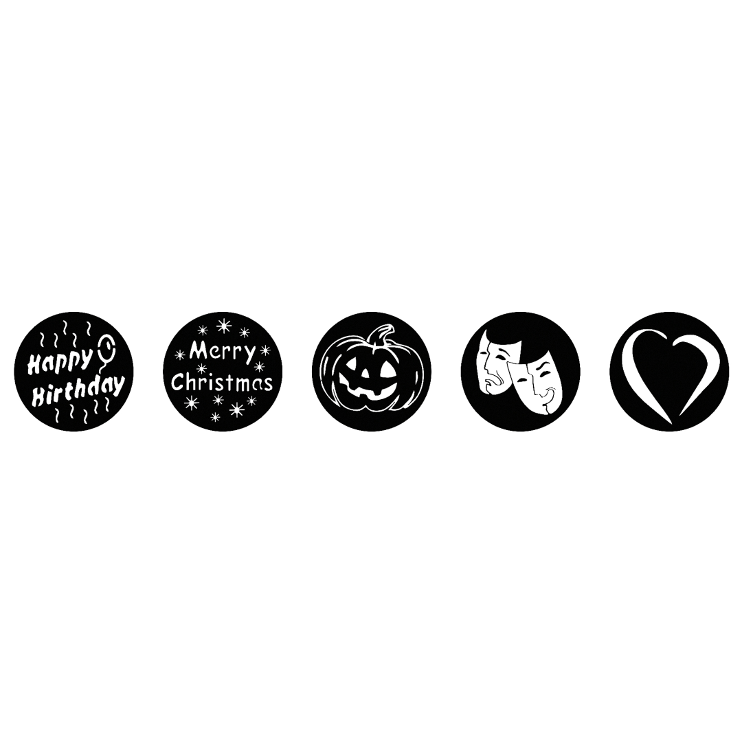 Season Gobo Set for ACT Profile 50 WW Vijf seizoenen gobo's (Verjaardag, Kerst, Halloween, Carnaval en Liefde)