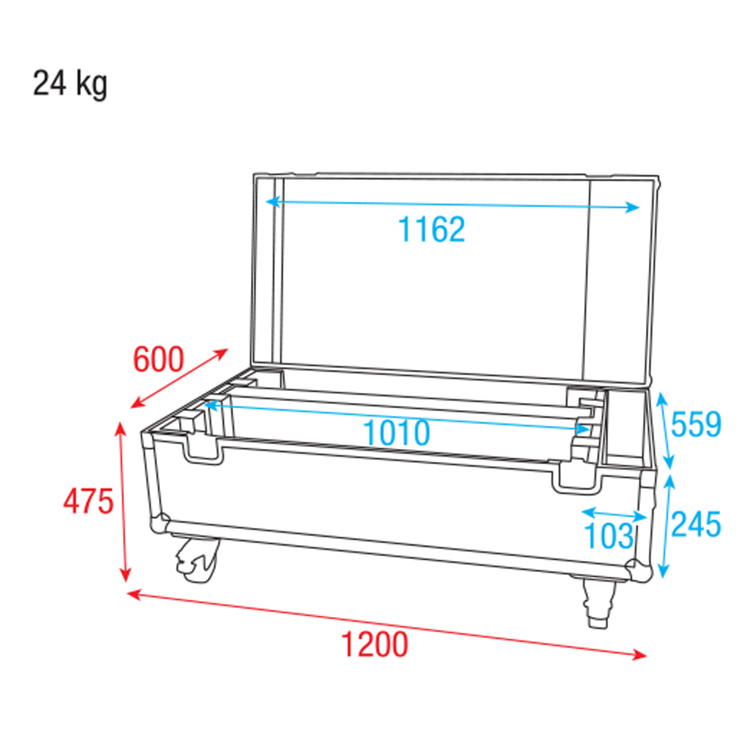 Flightcase Phantom 1220 Zoombar Met accessoirevak voor 4 stuks 