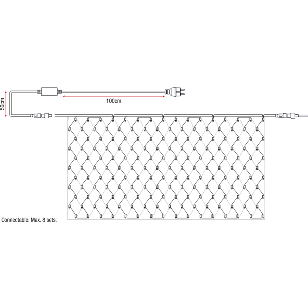 LED Rubber Net Light WW 540 LED'S/400x200 cm, koppelbaar