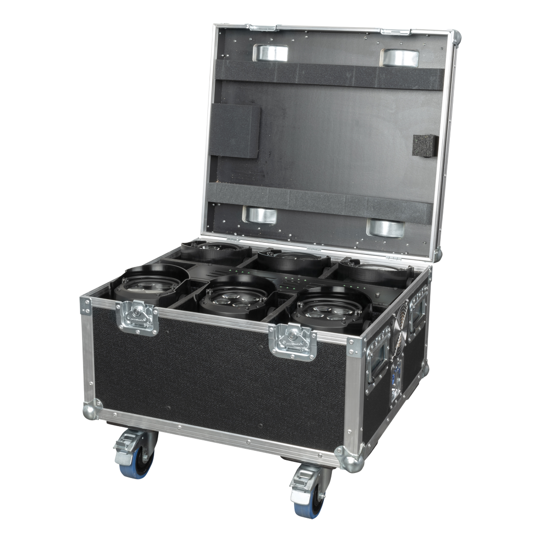 EventSpot 1600 Q4 Set Oplaadkist met 6 stuks - zwart