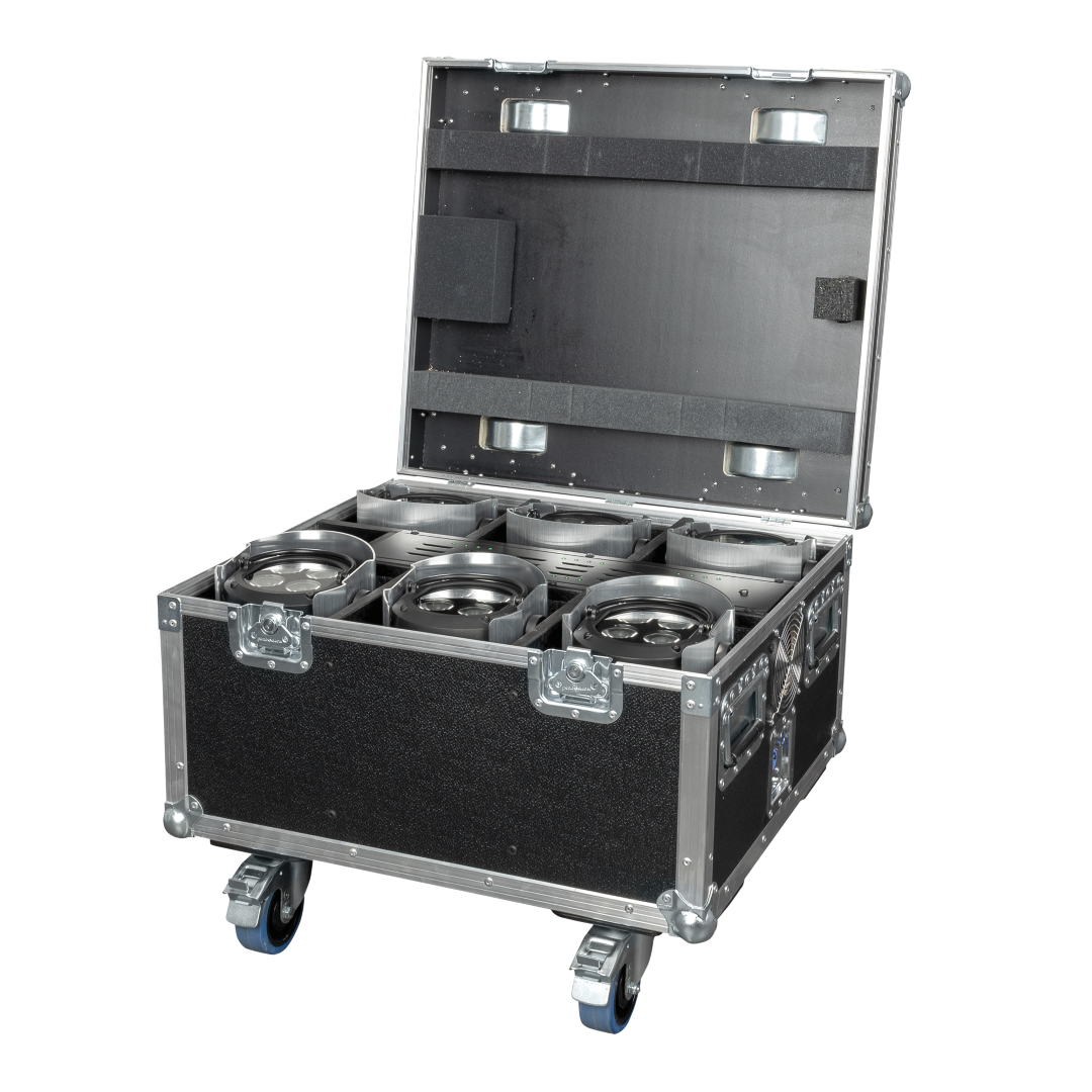 EventSpot 1600 Q4 Set Oplaadkist met 6 stuks - geborsteld aluminium