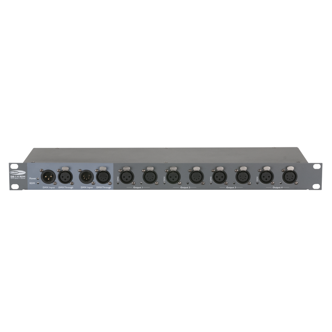DB-1-4/RDM 4-kanaals DMX Booster met RDM 3- en 5-polige XLR