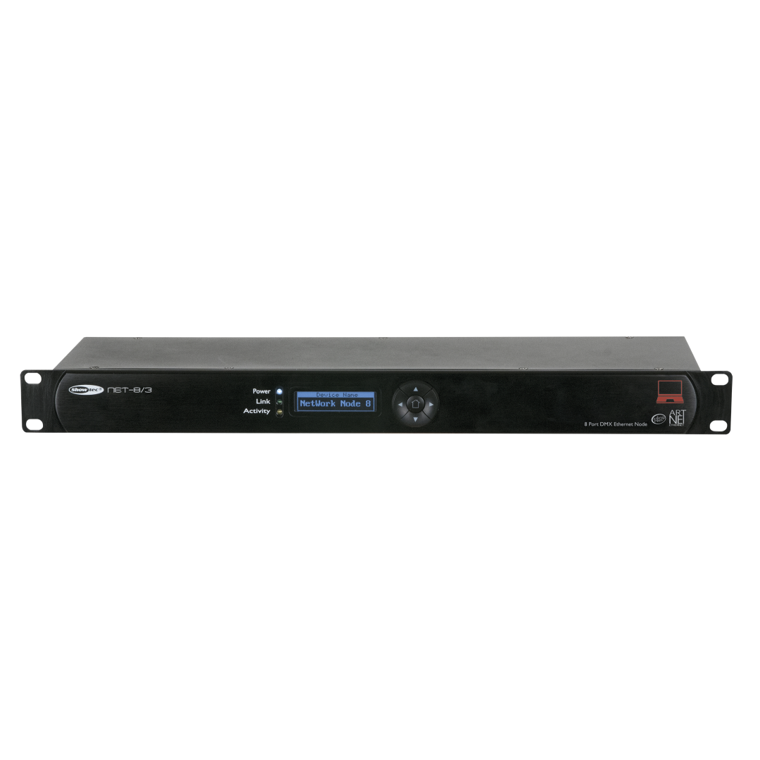 NET-8/3 8-kanaals Art-Net-/Kling-Net-node - 3-polige XLR