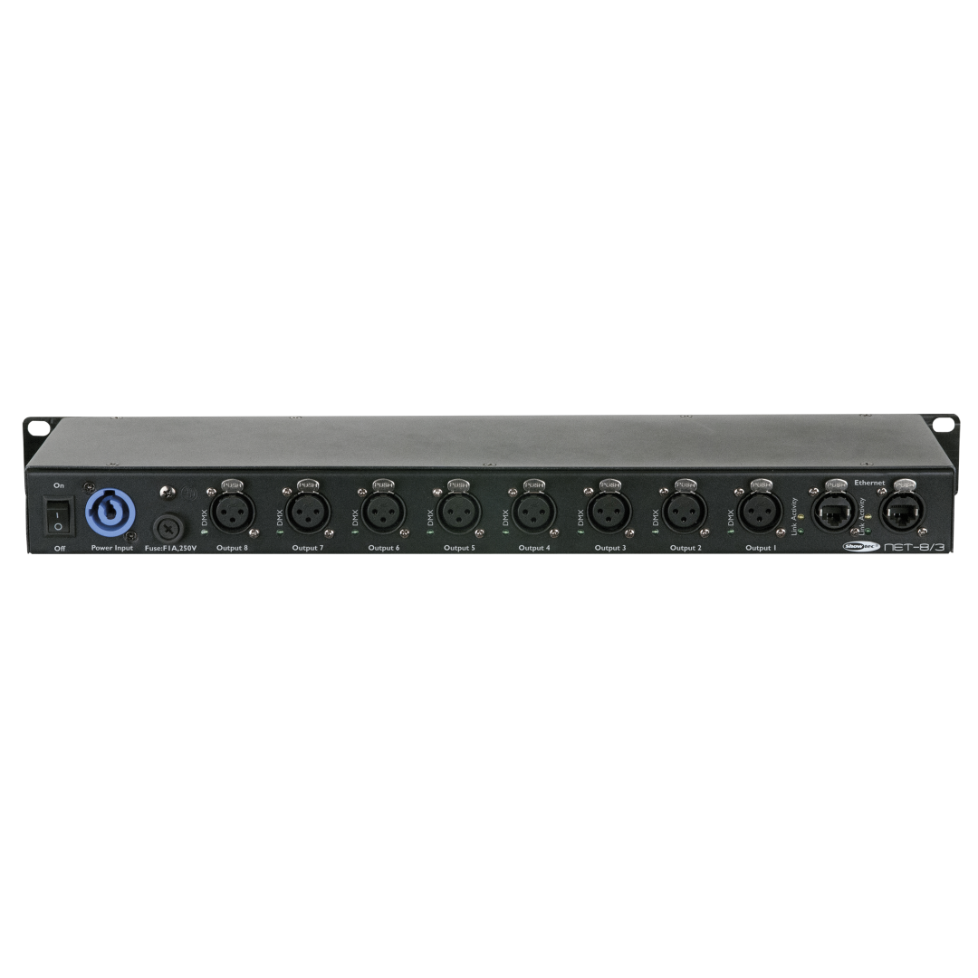 NET-8/3 8-kanaals Art-Net-/Kling-Net-node - 3-polige XLR