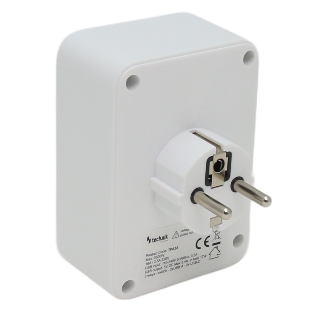 5-in-1 Stekkerdoos voor het Stopcontact – Met USB & USB-C