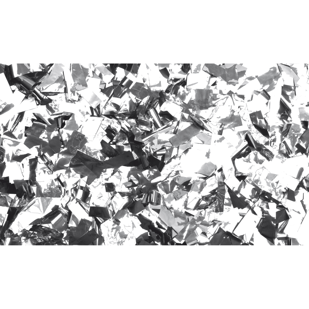 Metallic Confetti - Rectangle Zilver, 55 x 17 mm, 1 kg, brandvertragend