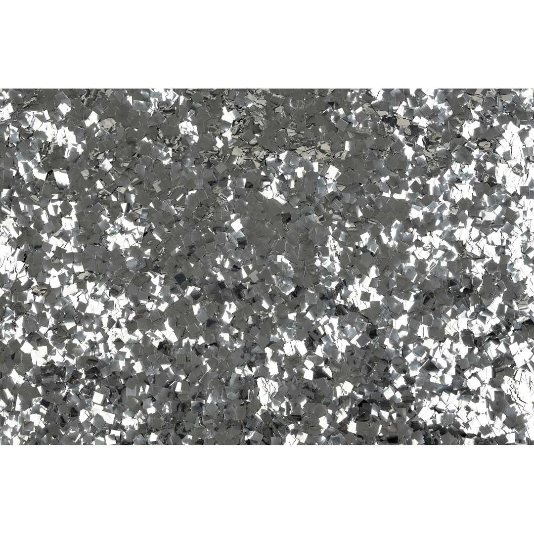 Metallic Confetti - Pixie Dust Zilver, 6 x 6 mm, 1 kg, brandvertragend