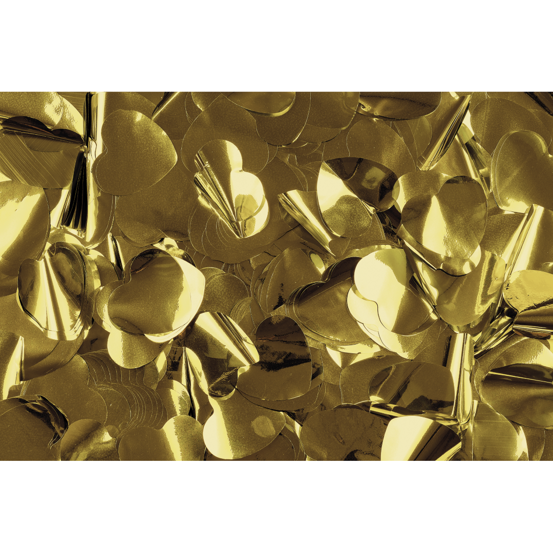 Metallic Confetti - Hearts Goud, Ø 55 mm, 1 kg, brandvertragend