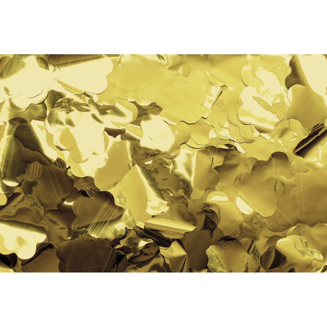 Metallic Confetti - Flowers Goud, Ø 55 mm, 1 kg, brandvertragend