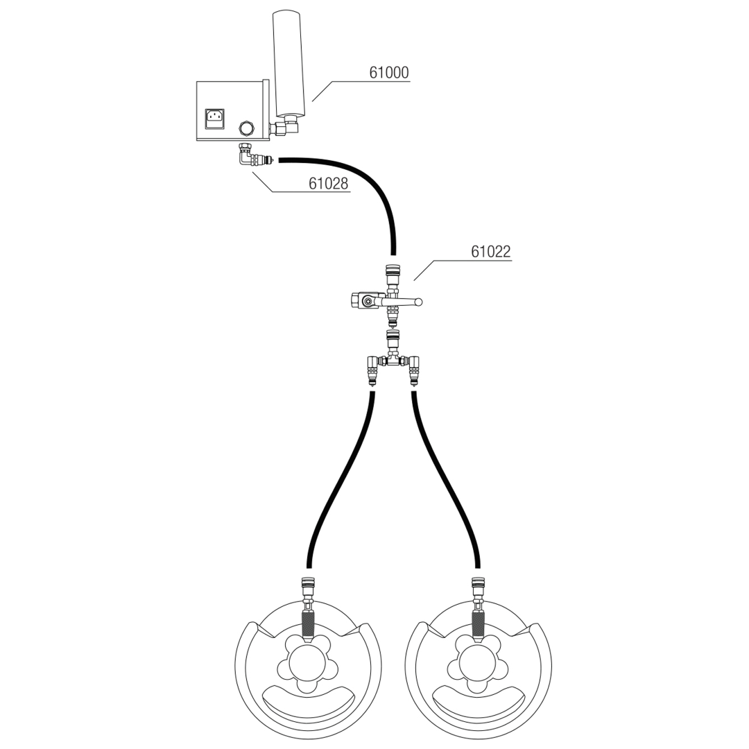 CO₂ Bottle to 3/8 Q-Lock Adapter Gesloten systeem