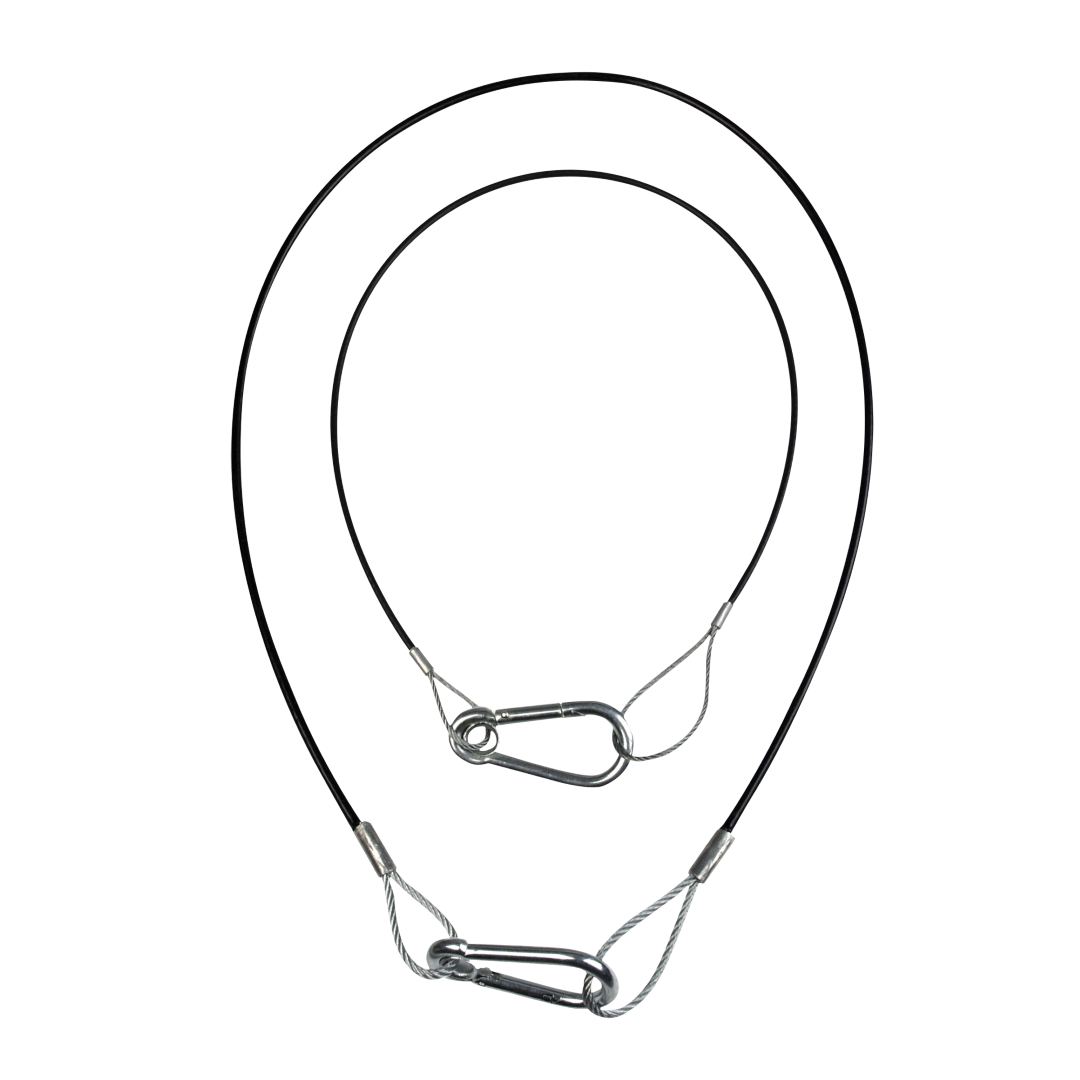 Safety Cable 2 mm - Light Duty WLL: 5 kg - 50 cm - zwart