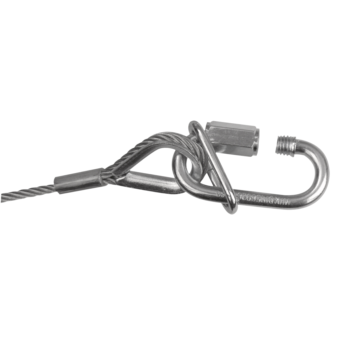 Safety Cable 3 mm WLL: 5 kg - 60 cm - zilver