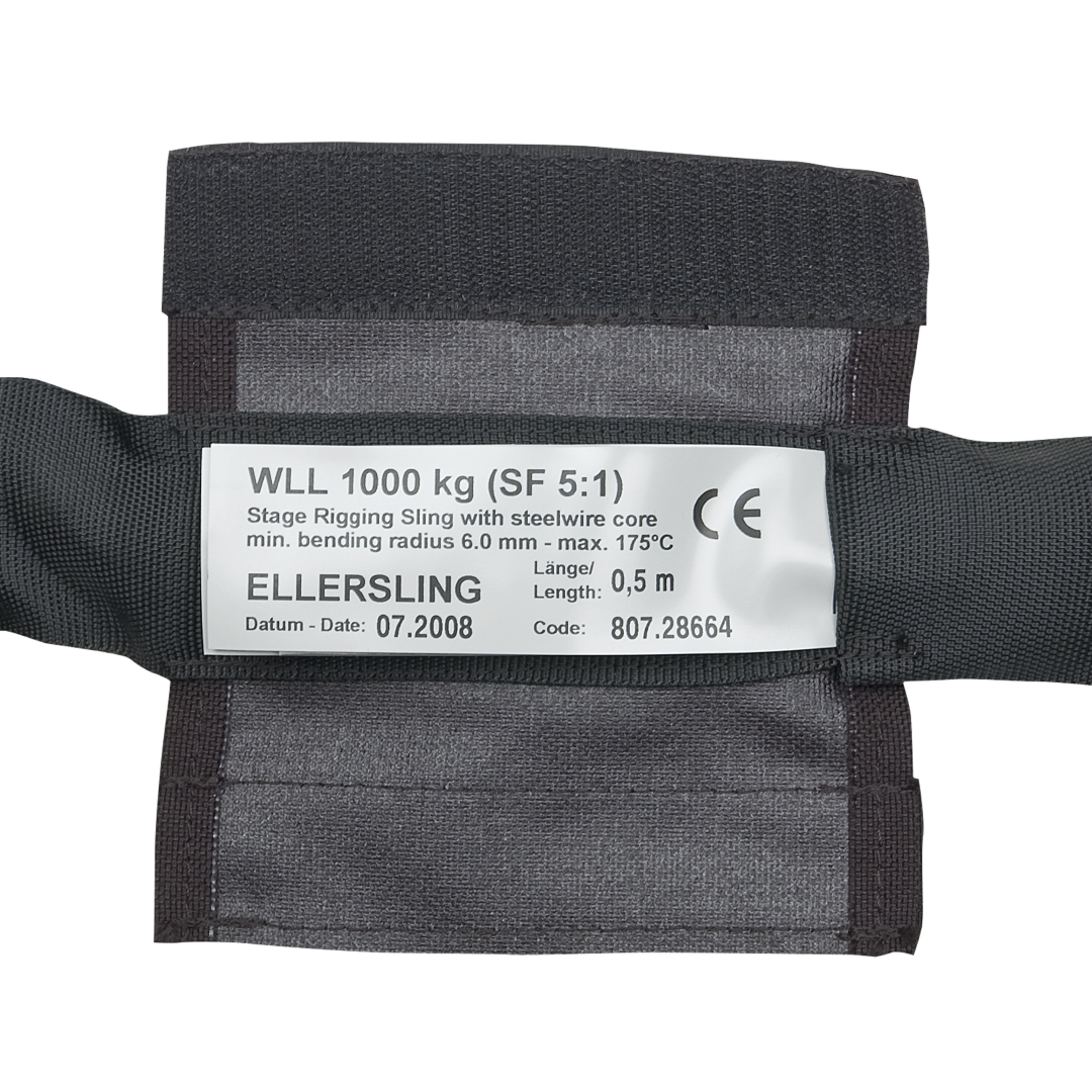 Steel Sling 1 Ton WLL - Black Werklengte 0,5 m