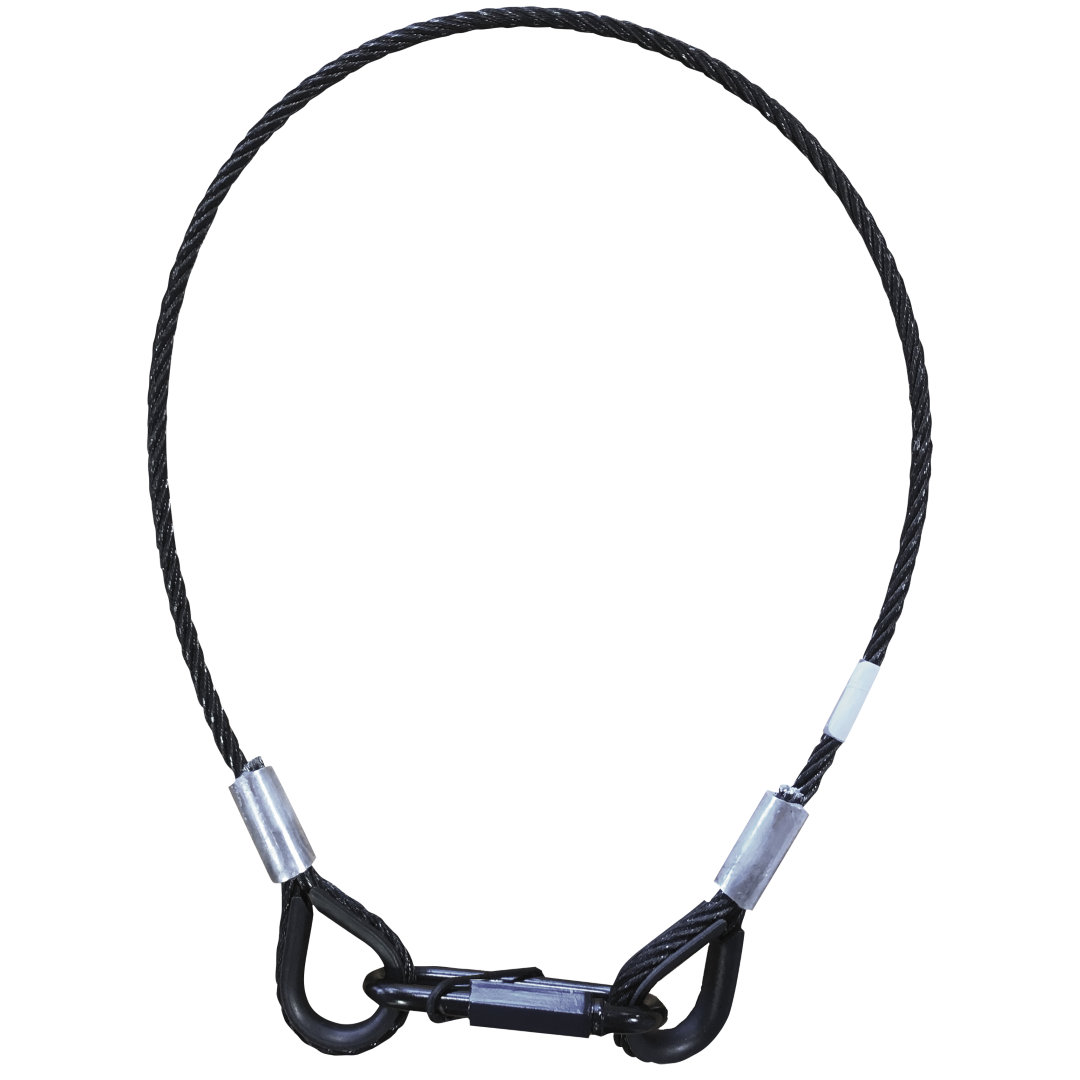 Safety cable 5 mm - BGV-C1 WLL: 15 kg - 100 cm - zwart