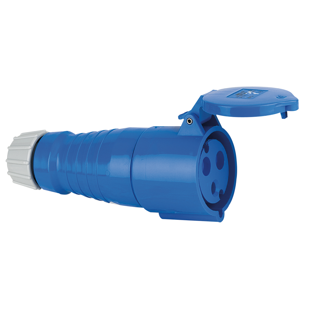 CEE Form 32 A/3-pin Socket female Blauwe behuizing