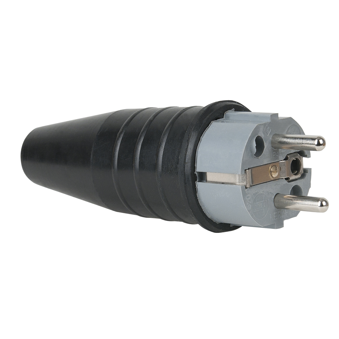 Rubber Schuko Connector Male Grijs - 240 V - CEE 7/VII - 16 A