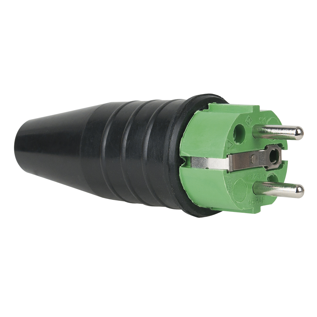 Rubber Schuko Connector Male Groen - 240 V - CEE 7/VII - 16 A