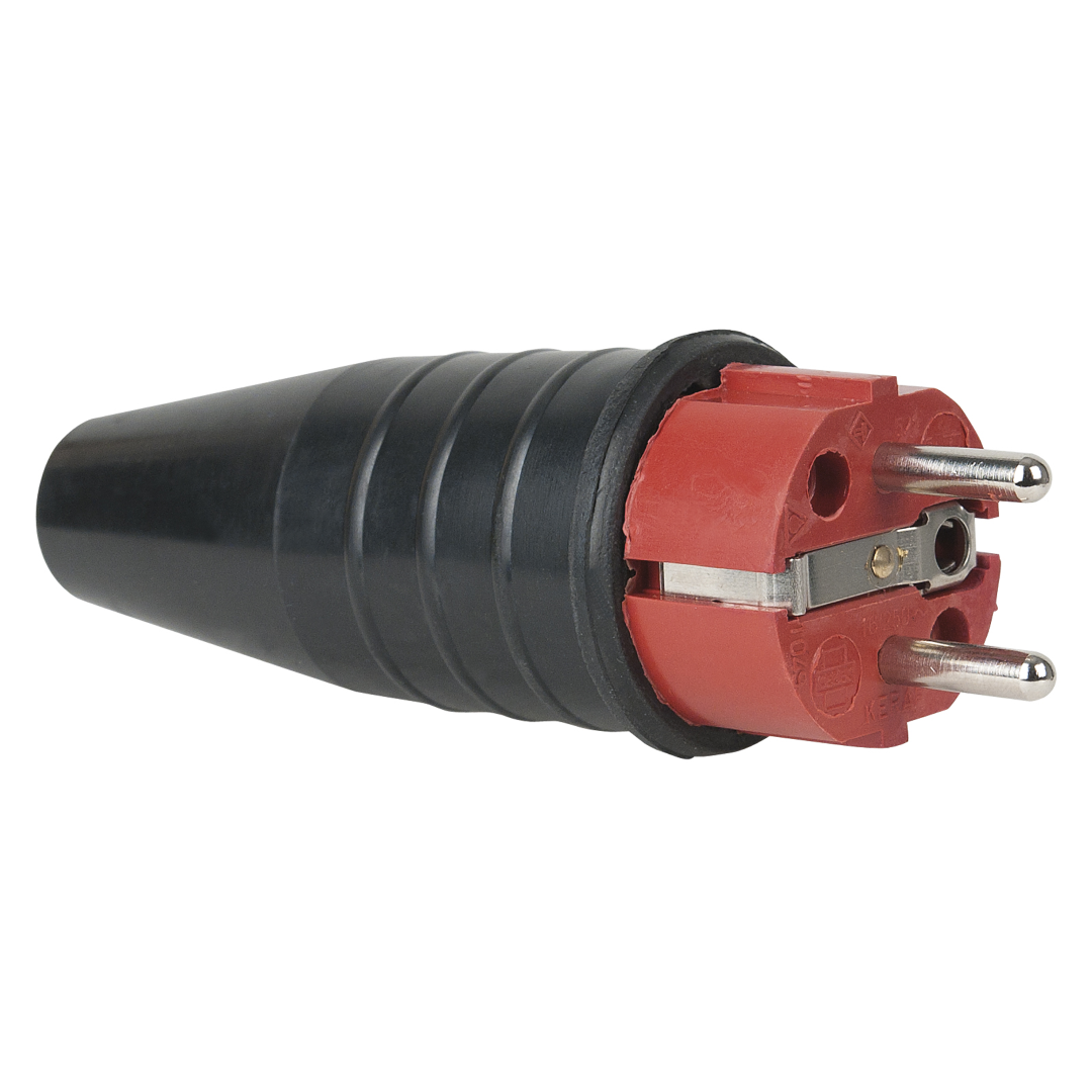 Rubber Schuko Connector Male Rood - 240 V - CEE 7/VII - 16 A