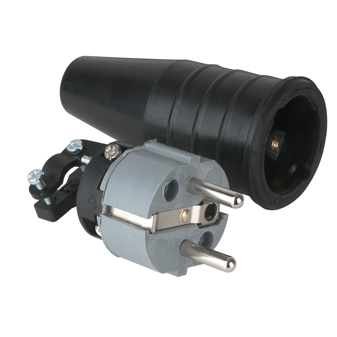 Rubber Schuko Connector Male Grijs - 240 V - CEE 7/VII - 16 A