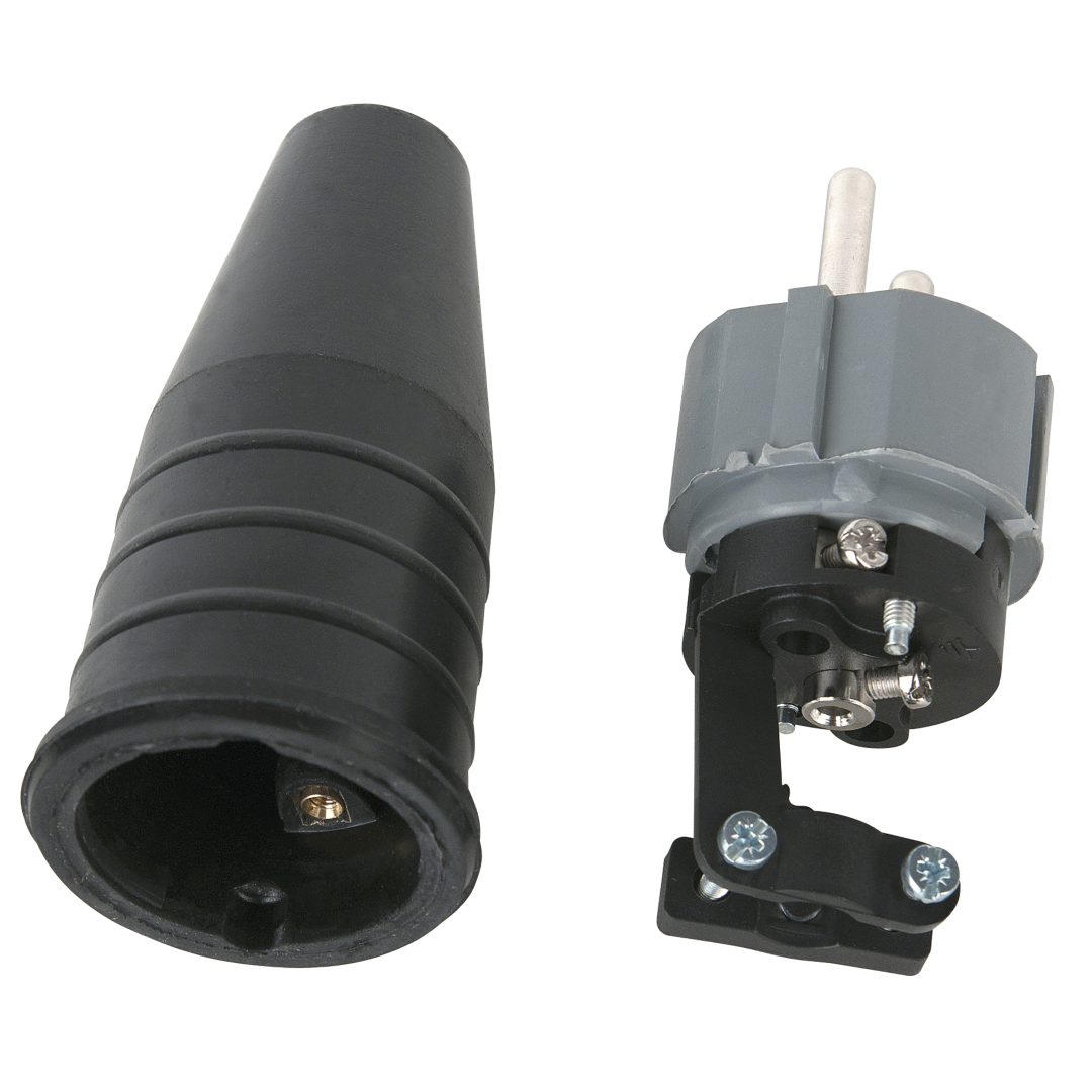 Rubber Schuko Connector Male Grijs - 240 V - CEE 7/VII - 16 A