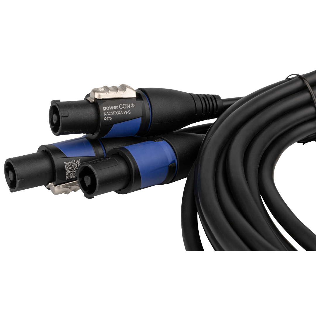 Schuko to Neutrik powerCON splitter 3-way 5 m