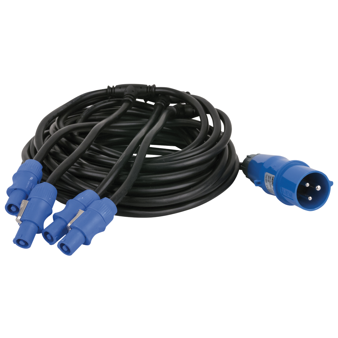 Power Cable CEE - powerCON 12 m 4x Powercon-uitgang
