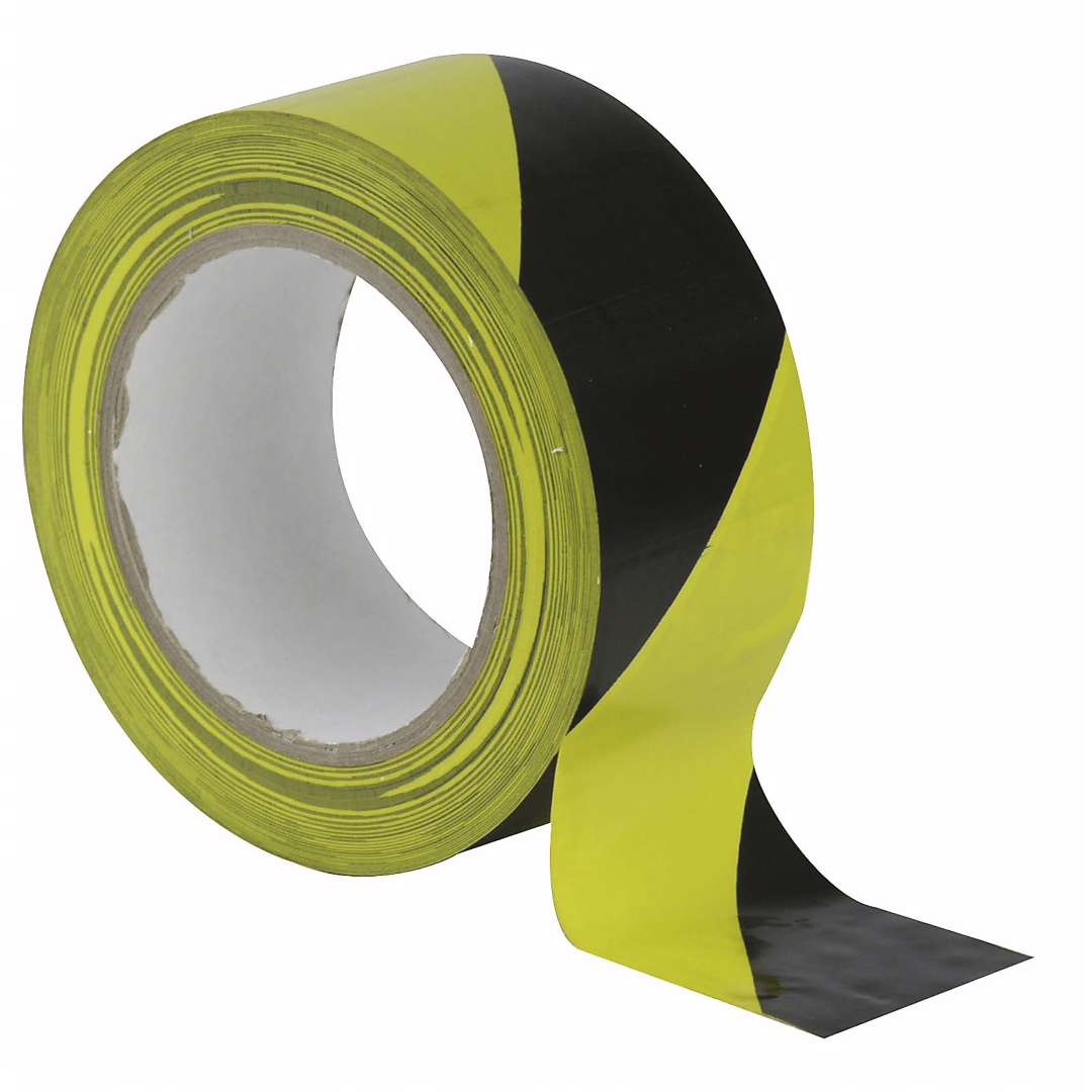 Floor-Marking Tape Zwart/geel - 50 mm / 33 m