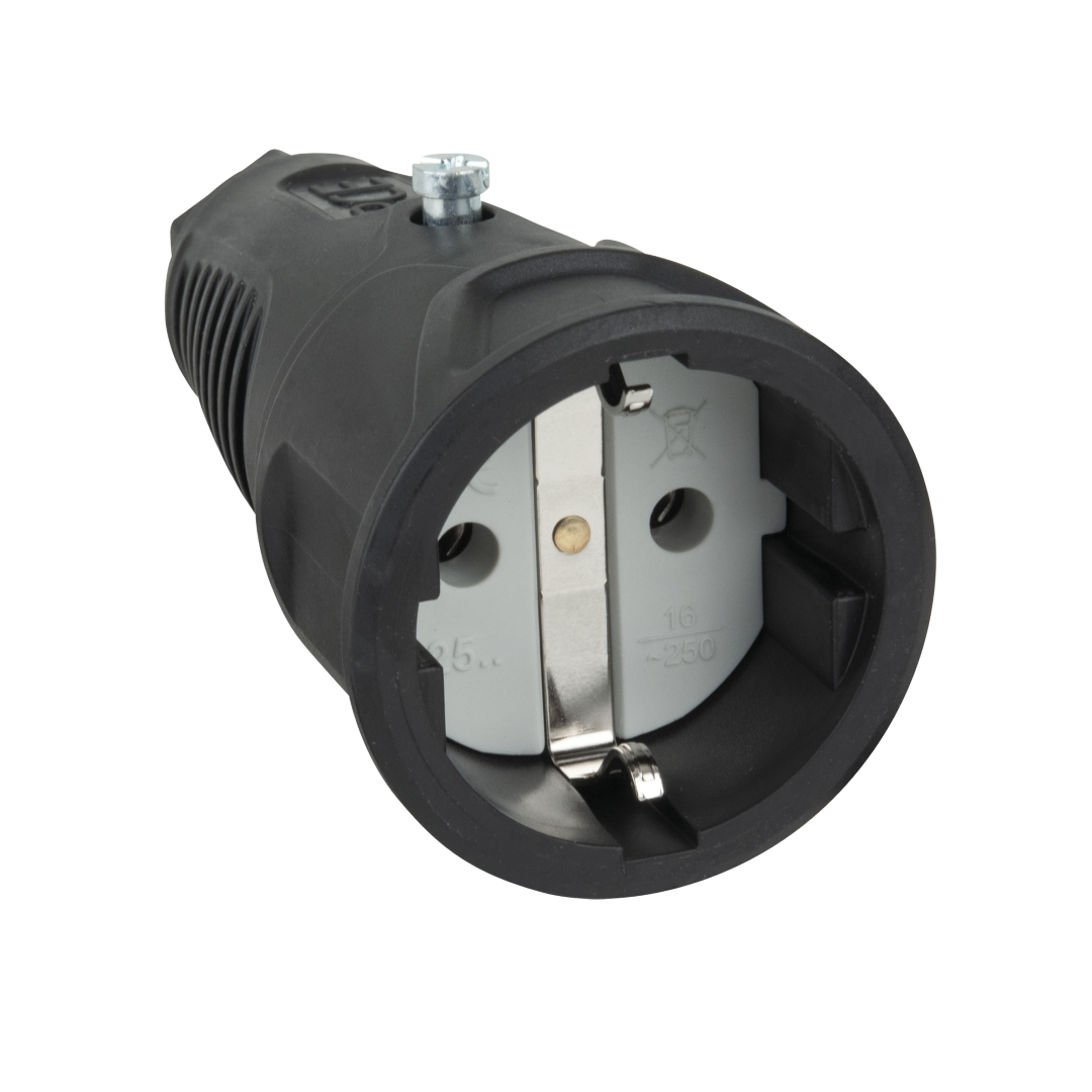 Rubber Schuko Connector Female PCE - IP20