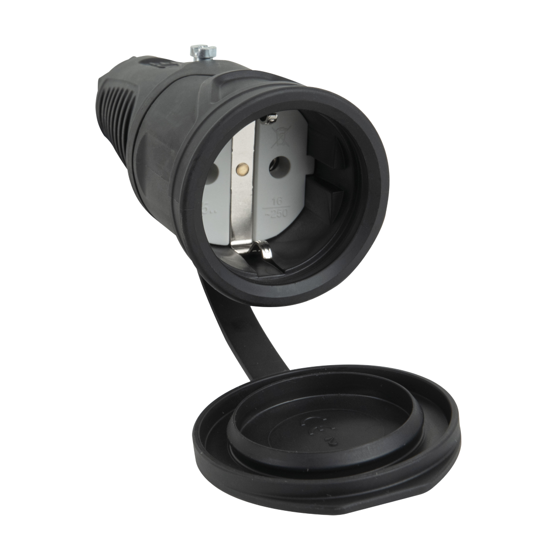 Rubber Schuko Connector Female PCE - IP44