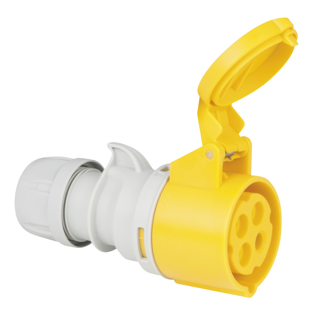 CEE 16 A/110 V 4P Plug - female - yellow Geel - IP44