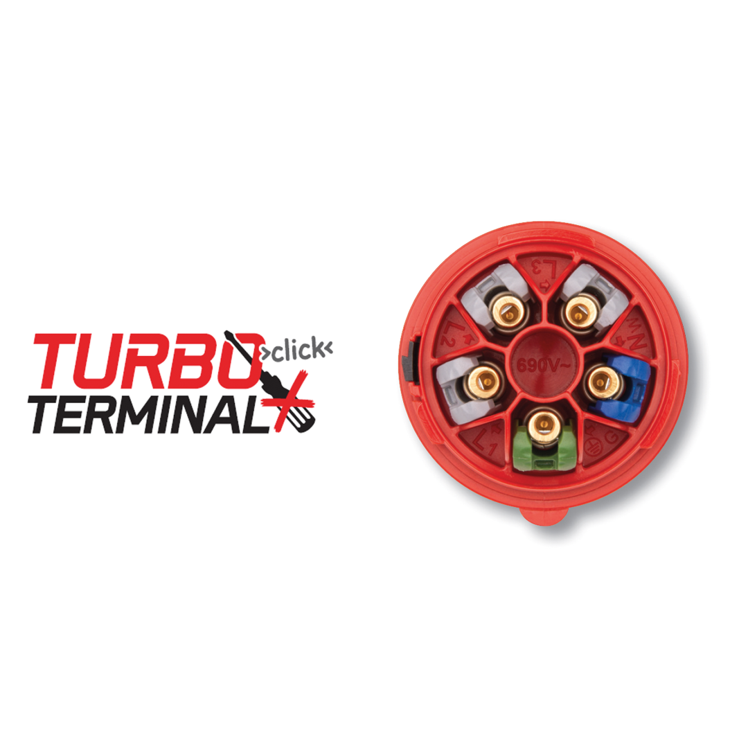 CEE 16 A/400 V 5-pin Plug male Zwart - Turbo Terminal - screwless - IP44