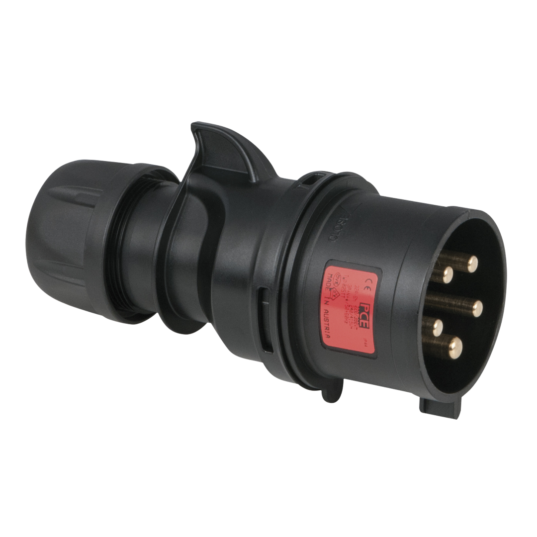 CEE 32 A/400 V 5-pin Plug male Zwart - Turbo Terminal - screwless - IP44
