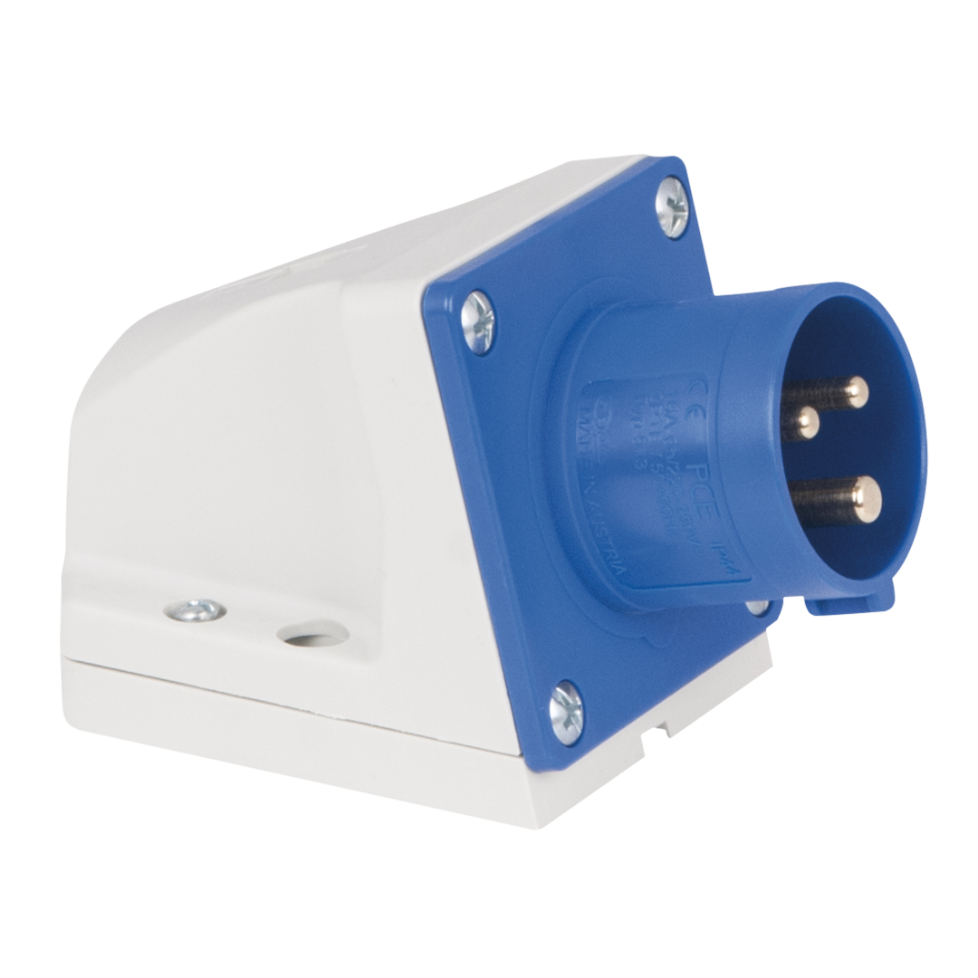 CEE 16 A/240 V 3P Wallmount - male Blauw - IP44