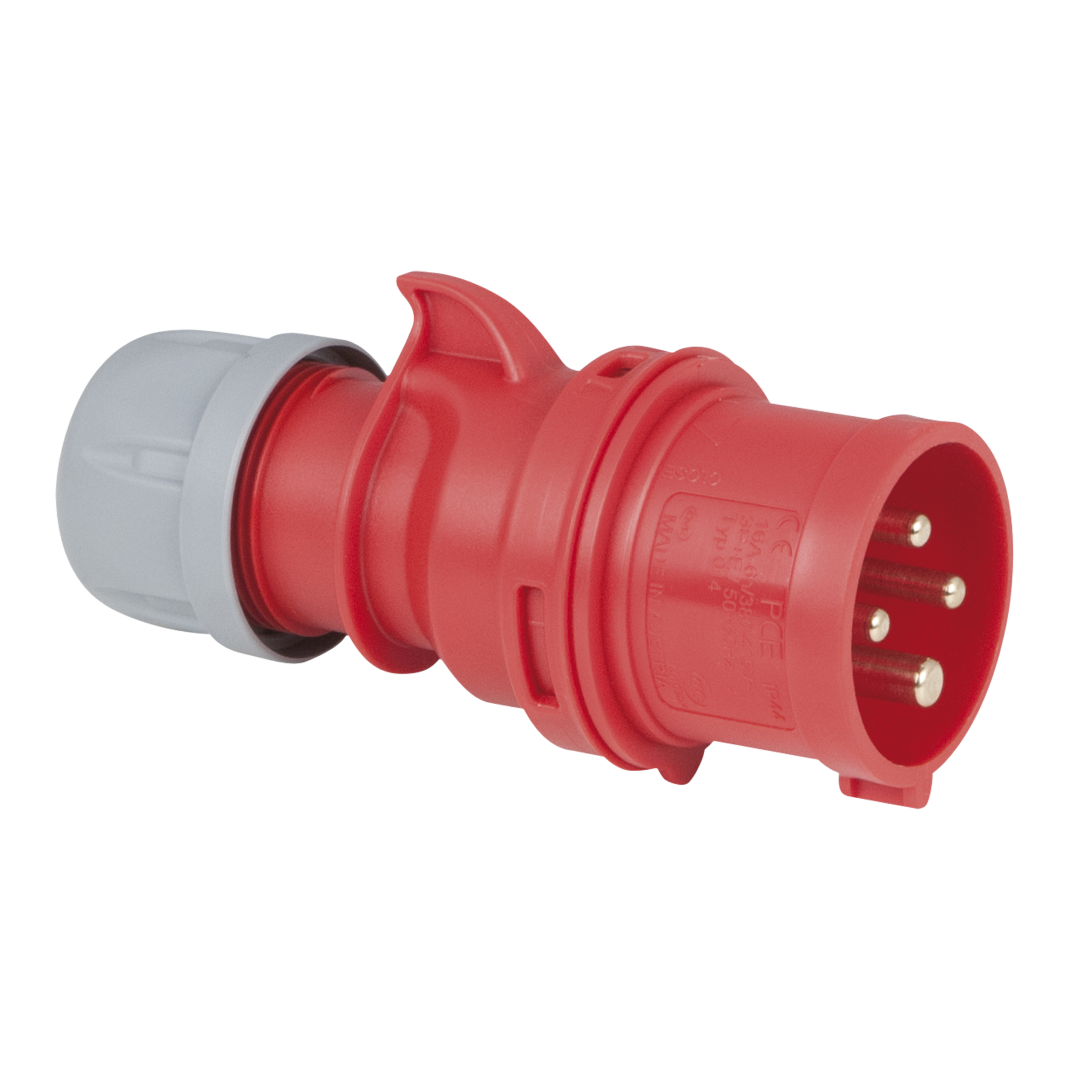 CEE 16 A/400 V - 4P Plug male Rood - IP44