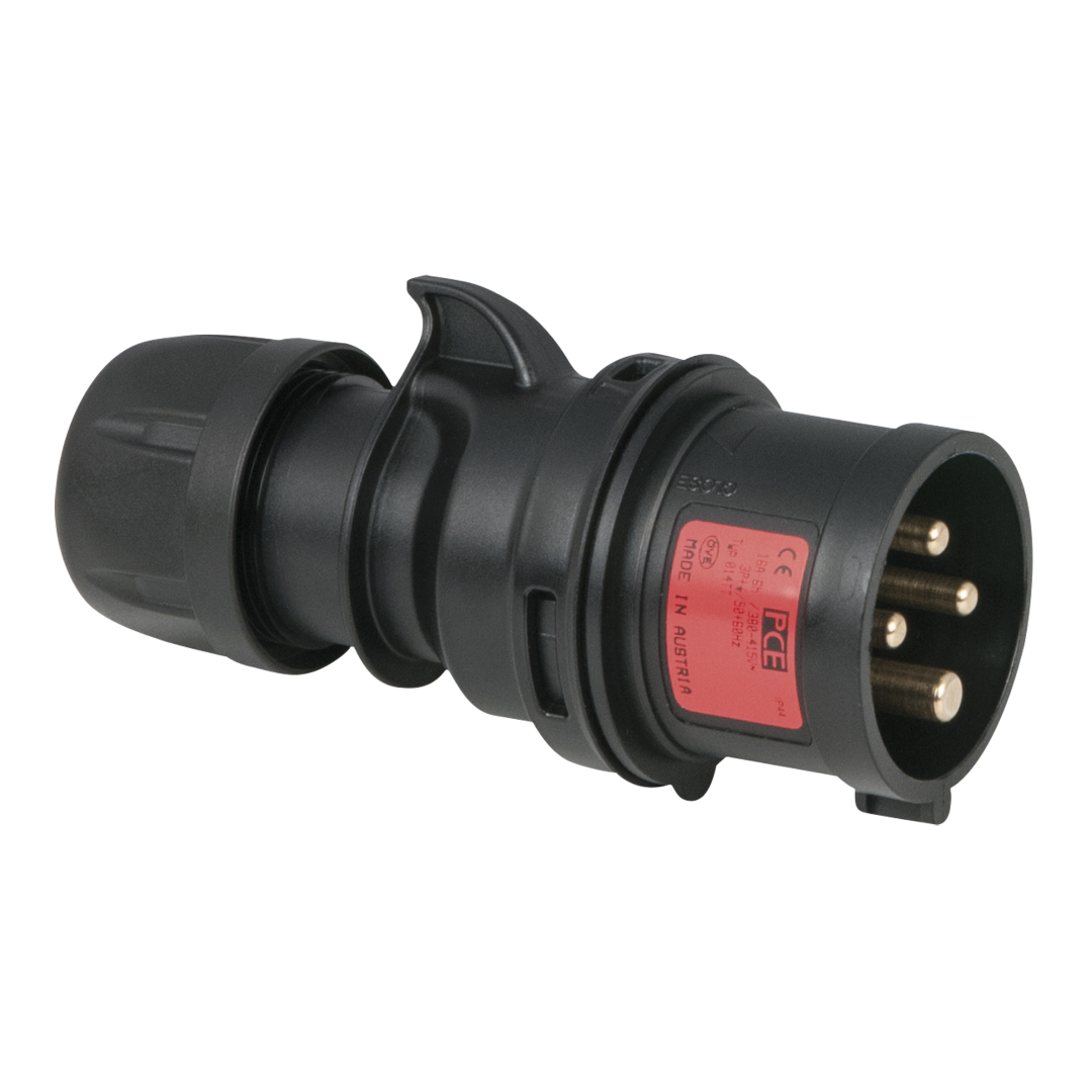 CEE 16 A/400 V - 4P Plug male Zwart - Turbo Terminal - screwless - IP44
