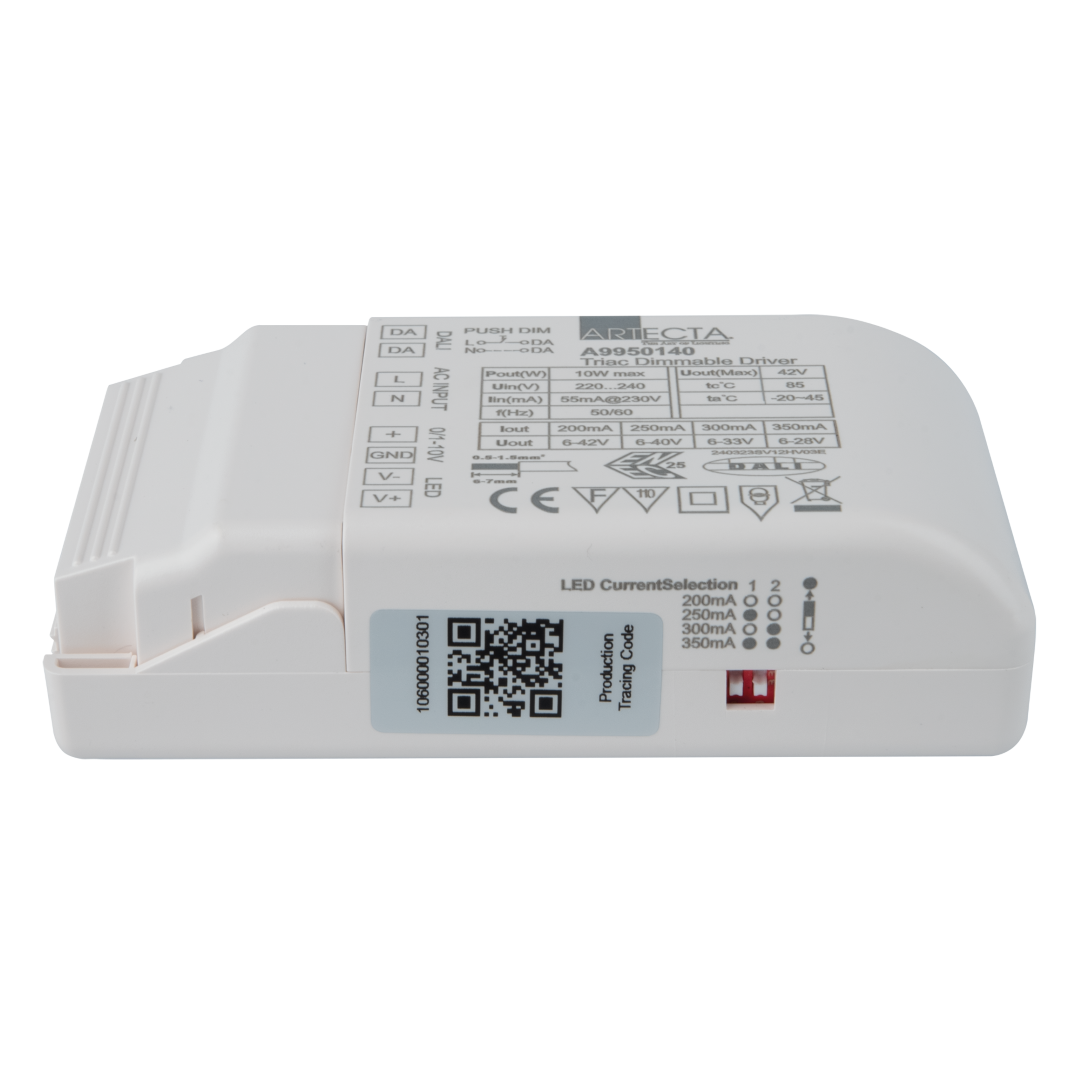 LED Driver Universal 10 W Constant Current Dimbaar via DALI, Push, Triac en 0/1-10 V