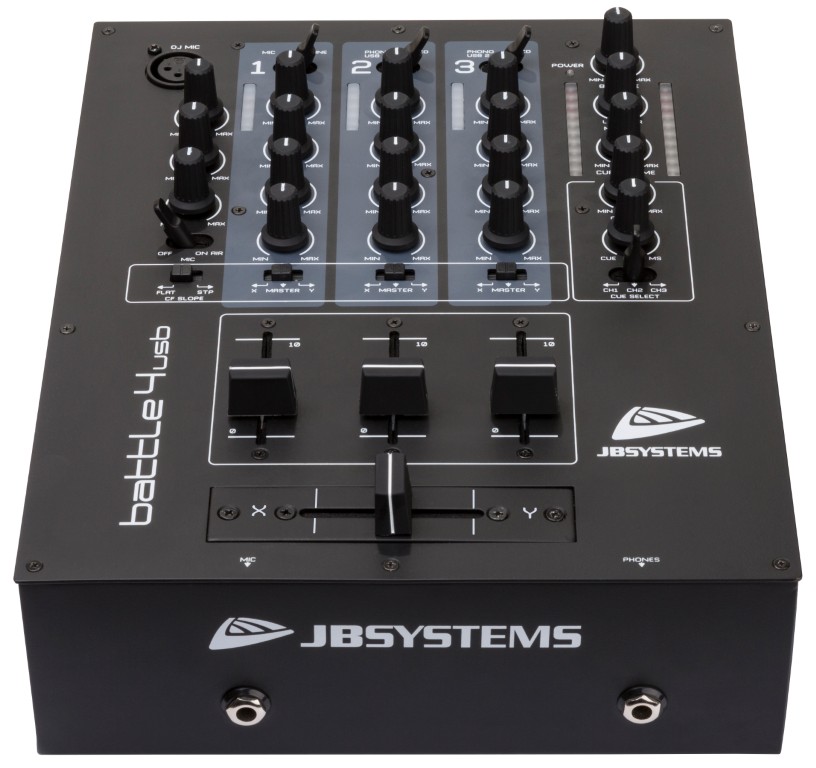 DJ mengpaneel, 9 ingangen op 4 kanalen (3 lijn, 2 phono, 2 microfoon, 2 USB ingangen) - BATTLE4-usb