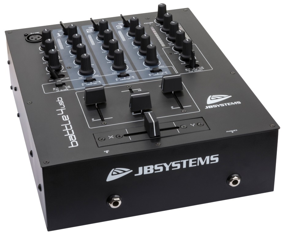 DJ mengpaneel, 9 ingangen op 4 kanalen (3 lijn, 2 phono, 2 microfoon, 2 USB ingangen) - BATTLE4-usb
