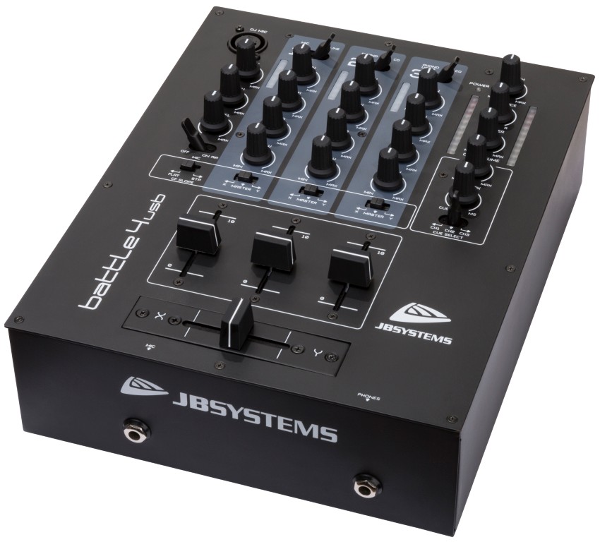 DJ mengpaneel, 9 ingangen op 4 kanalen (3 lijn, 2 phono, 2 microfoon, 2 USB ingangen) - BATTLE4-usb