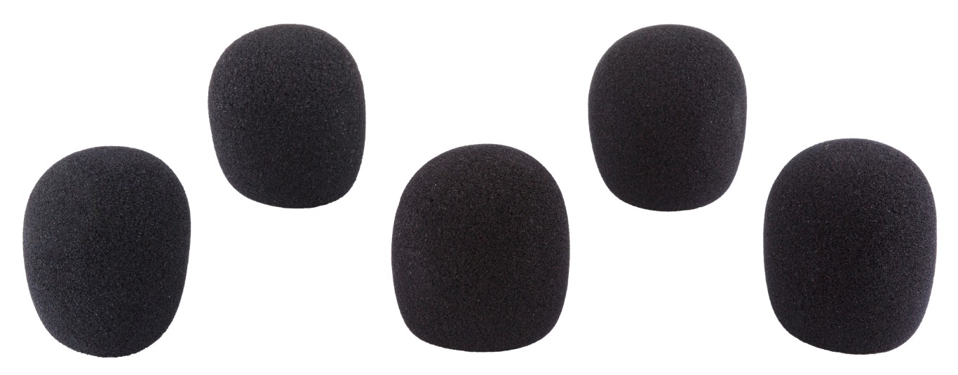 Set met 5 zwarte microfoon windkappen - WINDSCREEN BLACK (5 pcs)
