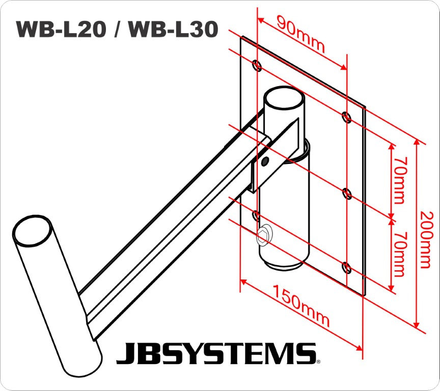 Muurbevestiging 30cm, 40kg - WB-L30