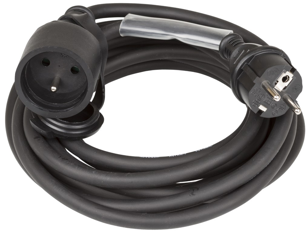 Stroomverlengkabel 3G1,5 en French Shuko connectors - POWERCABLE-3G1,5-5M-F