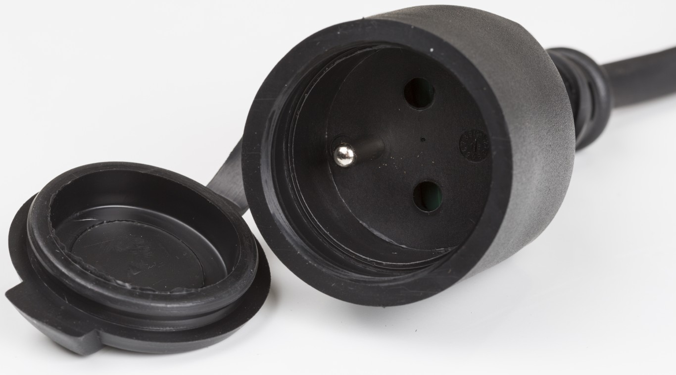 Stroomverlengkabel 3G1,5 en French Shuko connectors - POWERCABLE-3G1,5-5M-F