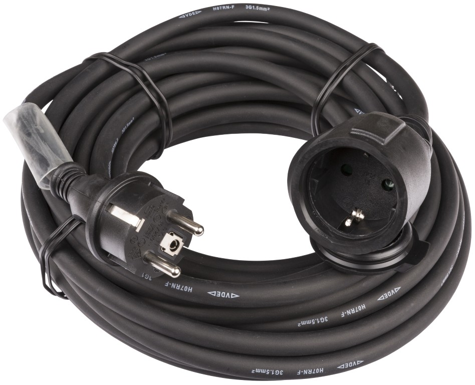 Stroomverlengkabel 3G1,5 en German Shuko connectors - POWERCABLE-3G1,5-10M-G