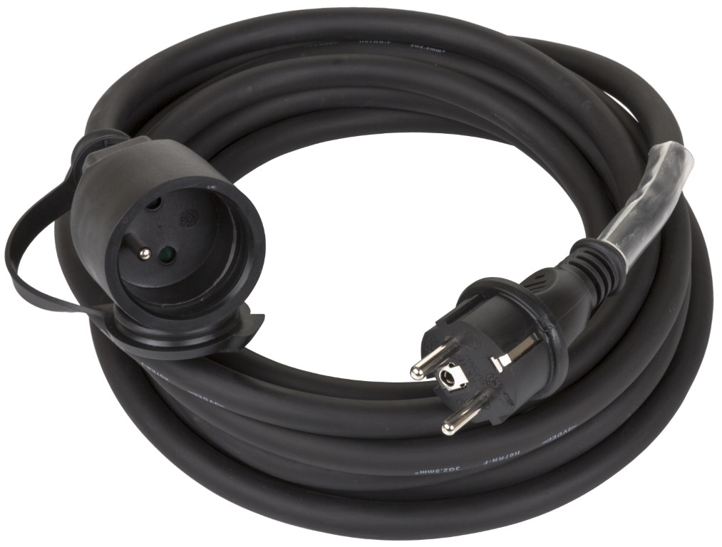 Stroomverlengkabel 3G2,5 en French Shuko connectors - POWERCABLE-3G2,5-5M-F